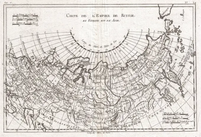 1780 Raynal and Bonne Map of Russia