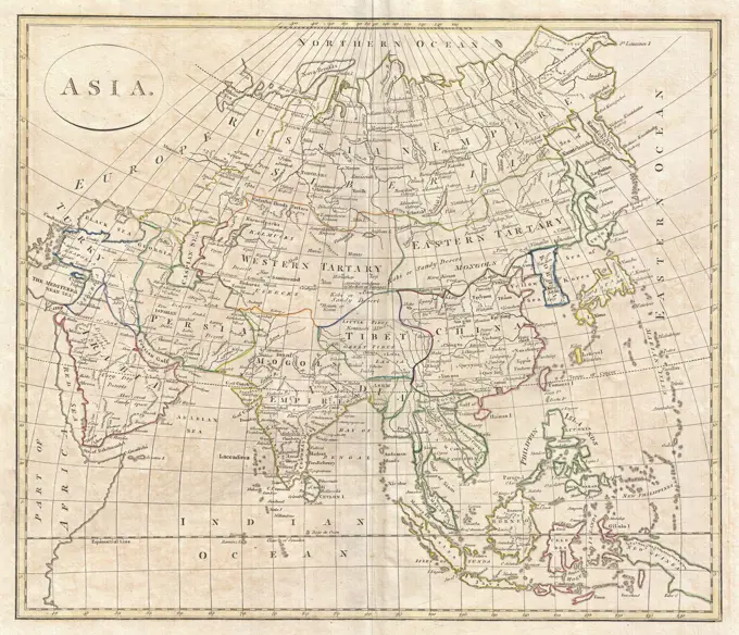 1799 Clement Cruttwell Map of Asia