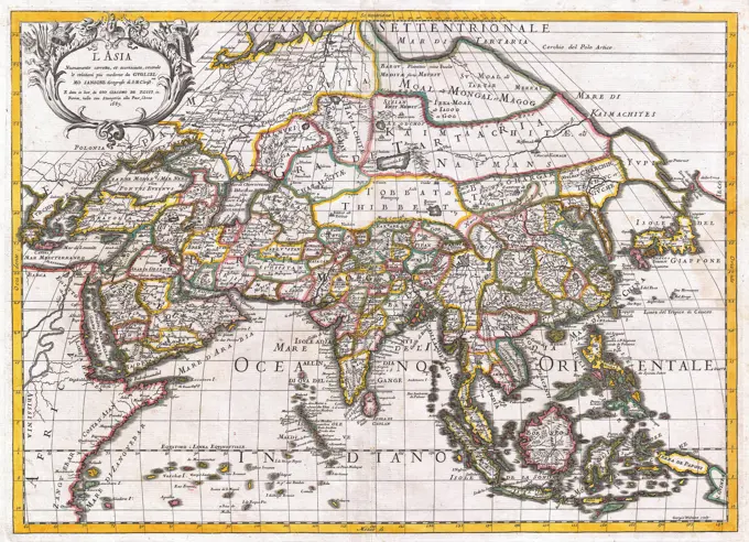 1687 Sanson - Rossi Map of Asia