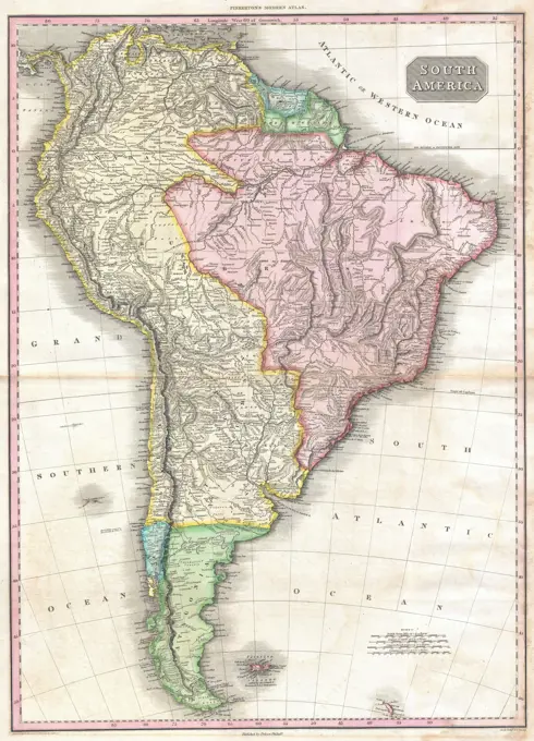 1818 Pinkerton Map of South America