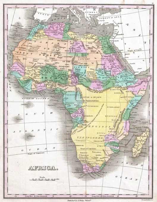 1827 Finley Map of Africa