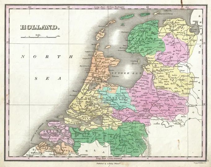 1827 Finley Map of Holland or the Netherlands