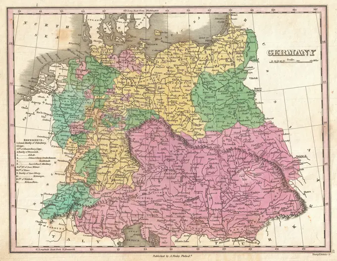 1827 Finley Map of Germany