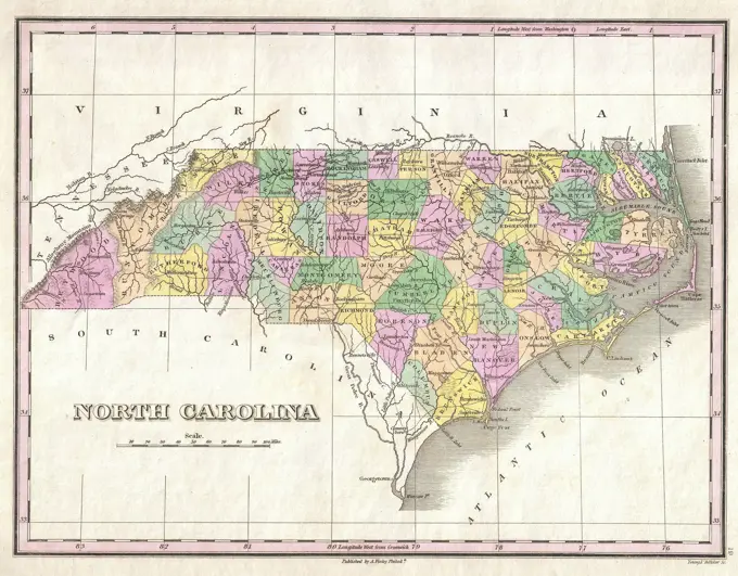 1827 Finley Map of North Carolina