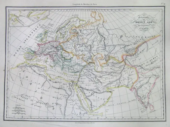 1837 Malte-Brun Map of Europe in the Middle Ages