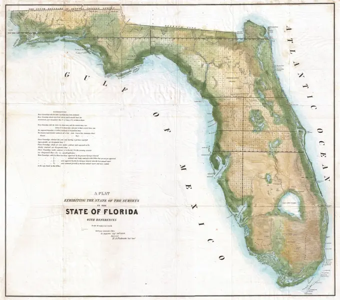 1848 Land Survey Map of Florida