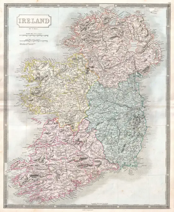 1850 Hall Map of Ireland