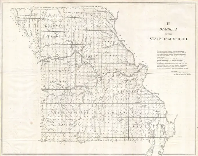 1850 Land Survey Map of Missouri