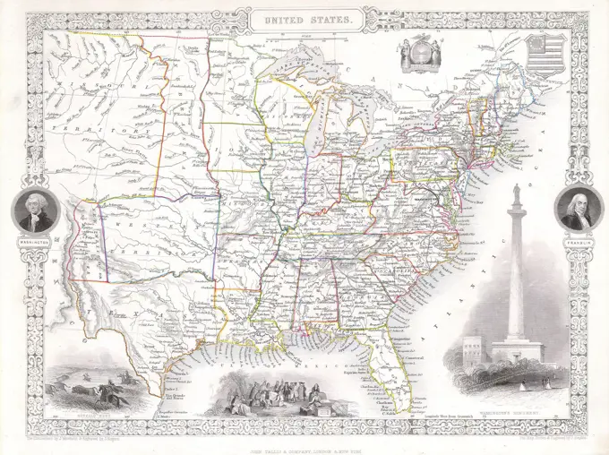 1850 Tallis - Rapkin Map of the United States