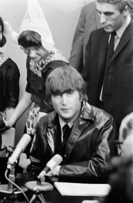Anefo photo collection. Arrival Beatles at Schiphol, the Beatles during press conference. John Lennon. June 5, 1964. Noord-Holland, Schiphol
