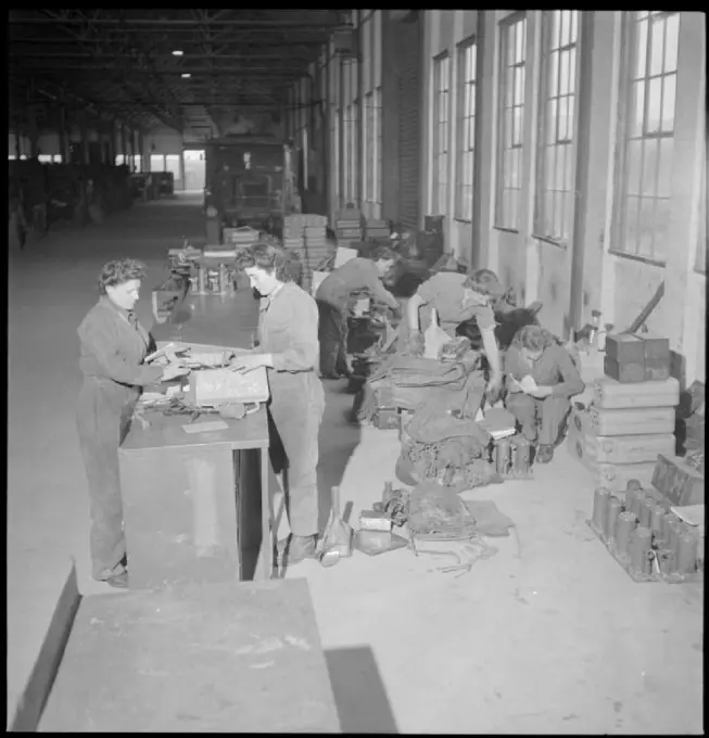 Invasion Build-up- Preparations For the D-day Landings, UK, 1944 Women of the ATS check vehicle in an Royal Army Ordnance Corps depot, somewhere in Britain, in preparation for the opening of the Second Front.