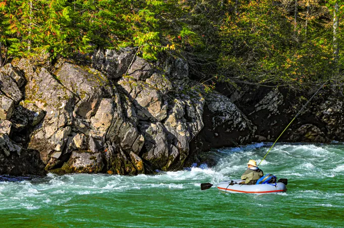 Floating the Copper River in B.C. and fly fishing for Steelhead.