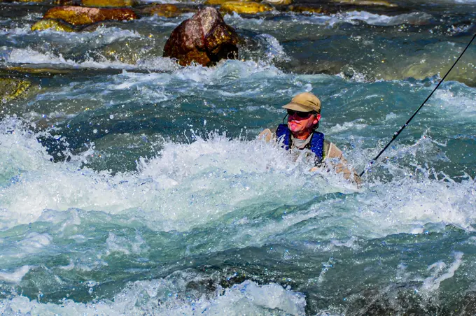 Rafting a river on a fly fishing trip for Steelead in B.C.
