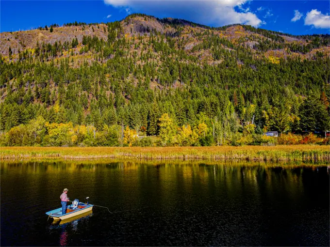 Fall fly fishing on a B.C. Lake in October.