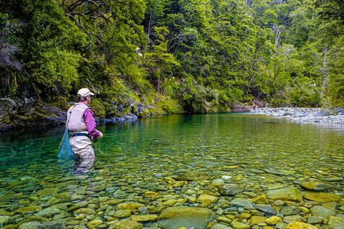 Fly Fishing small streams in New Zealand if fun.