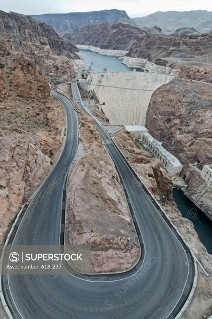 Winding road leading to the Hoover Dam, Arizona-Nevada Border, USA