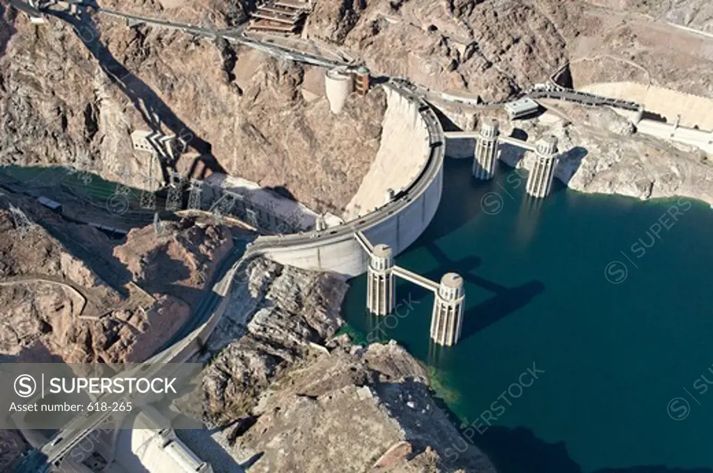Aerial view of a dam, Hoover Dam, Arizona Nevada Border, USA
