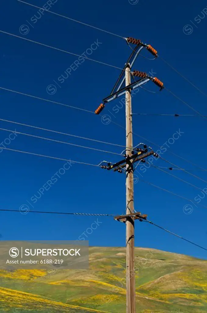 Low angle view of an electric pole, California, USA