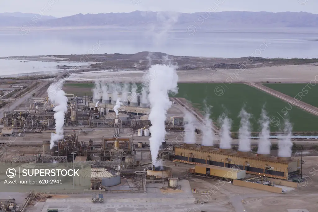 Smoke emerging from a power plant, Geothermal Power Station, Salton Sea, Imperail Valley, California, USA