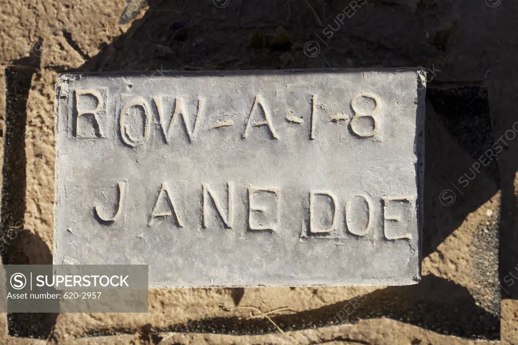 Jane Doe grave in a cemetery, Terrace Park Cemetery, Holtville, Imperial County, California, USA
