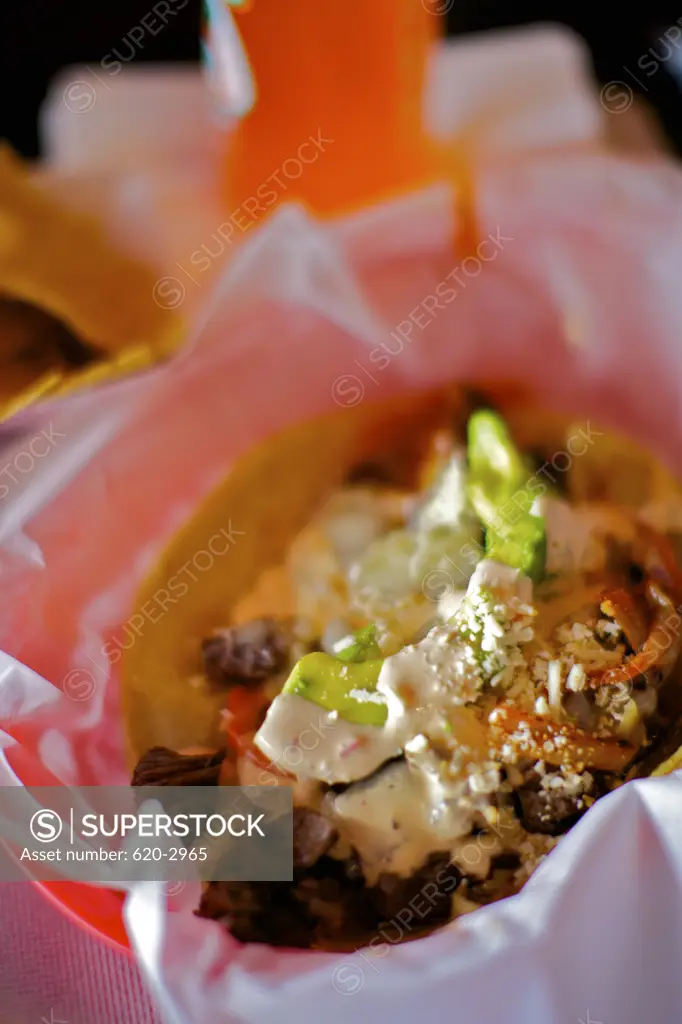 Close-up of Mexican food taco