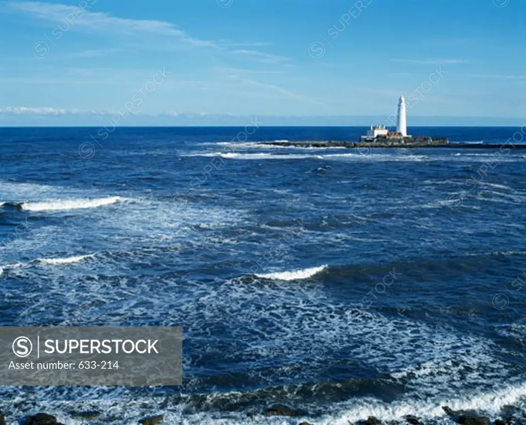 Lighthouse on the coast, St. Mary's Lighthouse, Whitley Bay, Tyne and Wear, England