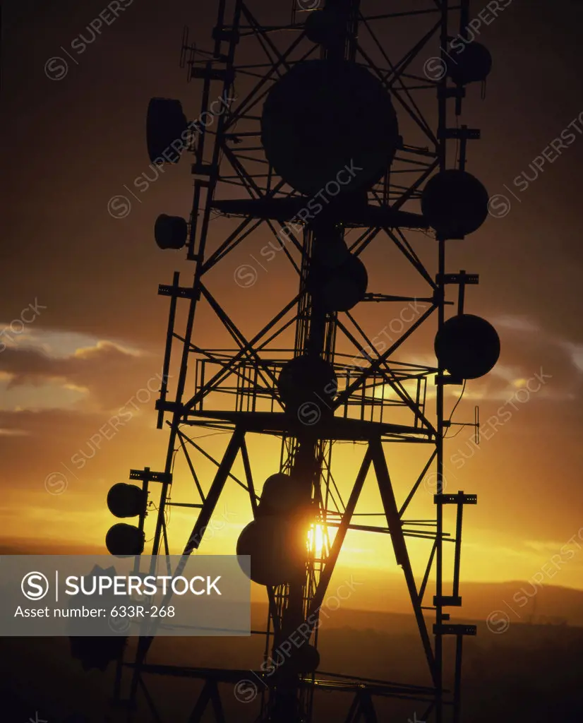 Silhouette of a microwave tower