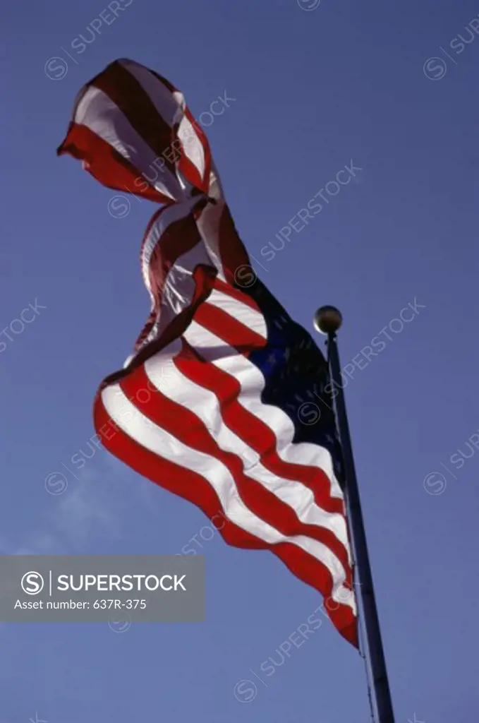 Low angle view of flag of the United States of America