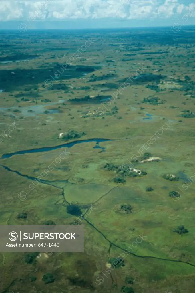Aerial view of a landscape, Okavango Delta, Botswana