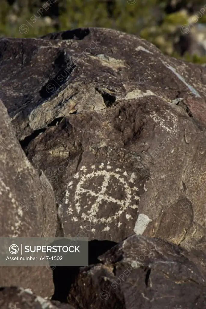 Close-up of carving on a rock, Three Rivers Petroglyph Site, New Mexico, USA