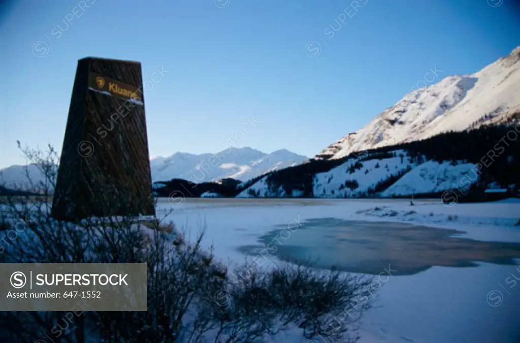 Sign board on a wall, Kluane National Park, Yukon, Canada