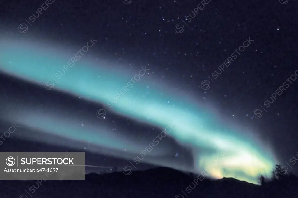 Aurora borealis in the sky at night, Alaska, USA