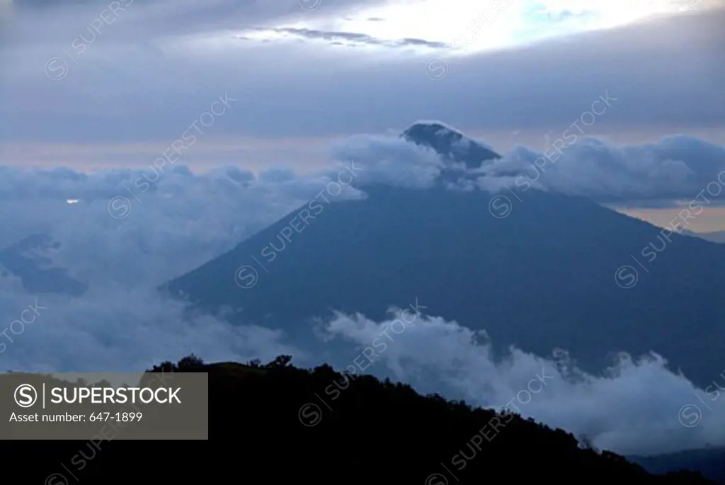 Clouds over a volcanic mountain, Acatenango Volcano, Guatemala
