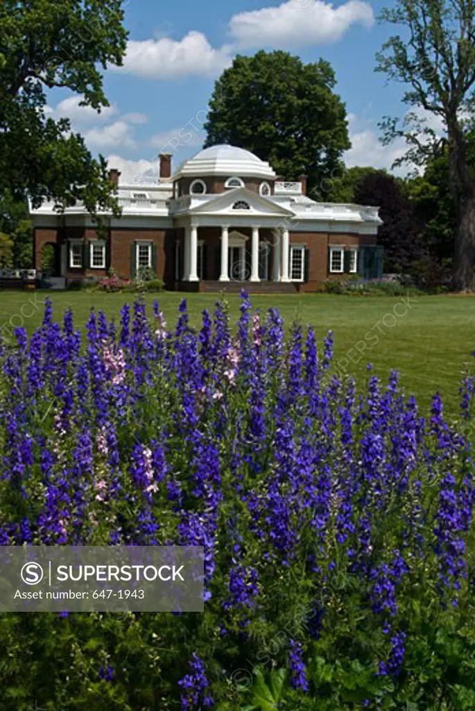 Facade of a mansion, Home of Thomas Jefferson, Monticello, Charlottesville, Virginia, USA