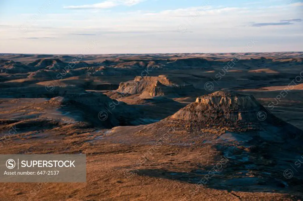 Rock formations in a desert, Grasslands National Park, Saskatchewan, Canada