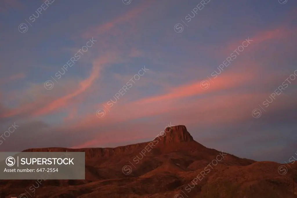 USA, Texas, Lajitas, Sunset over North Lajitas Peak