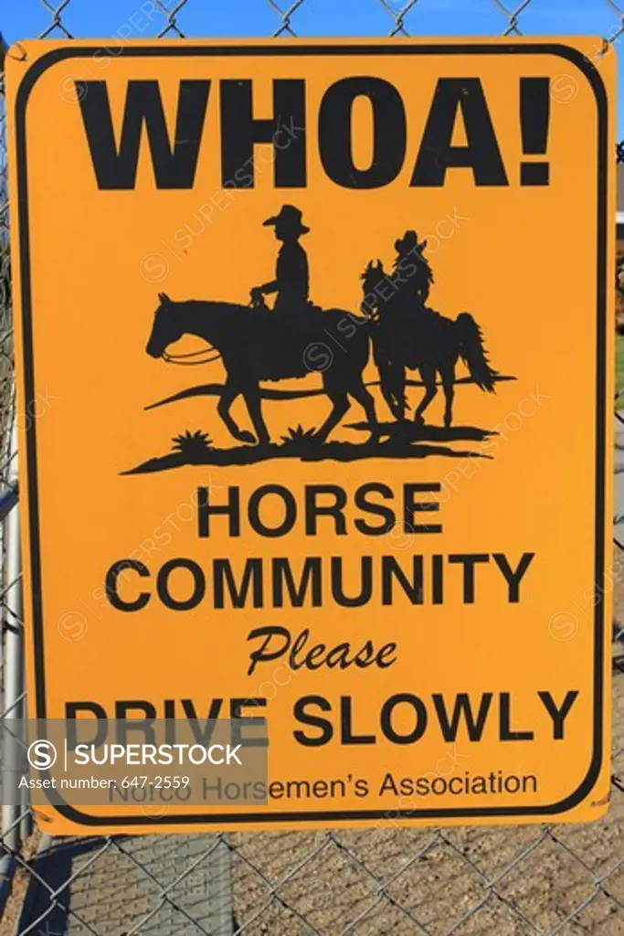 USA, California, , Norco, Horse community sign
