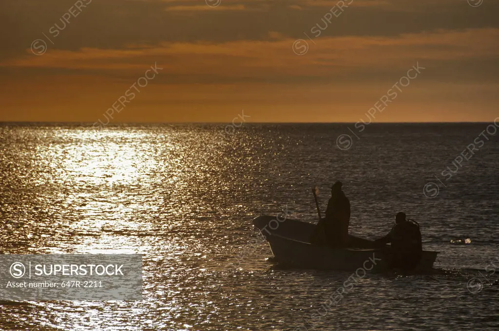 Mexico, Baja California Sur, Cabo Frailes, People on boat