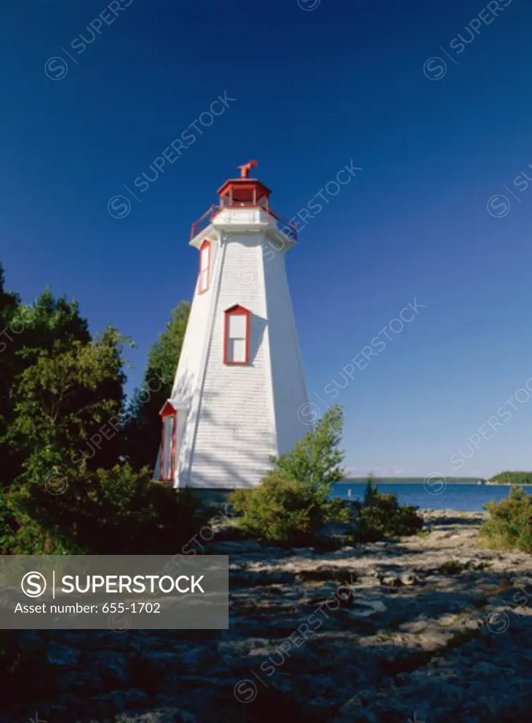 Low angle view of a lighthouse, Big Tub Lighthouse, Tobermory, Ontario, Canada