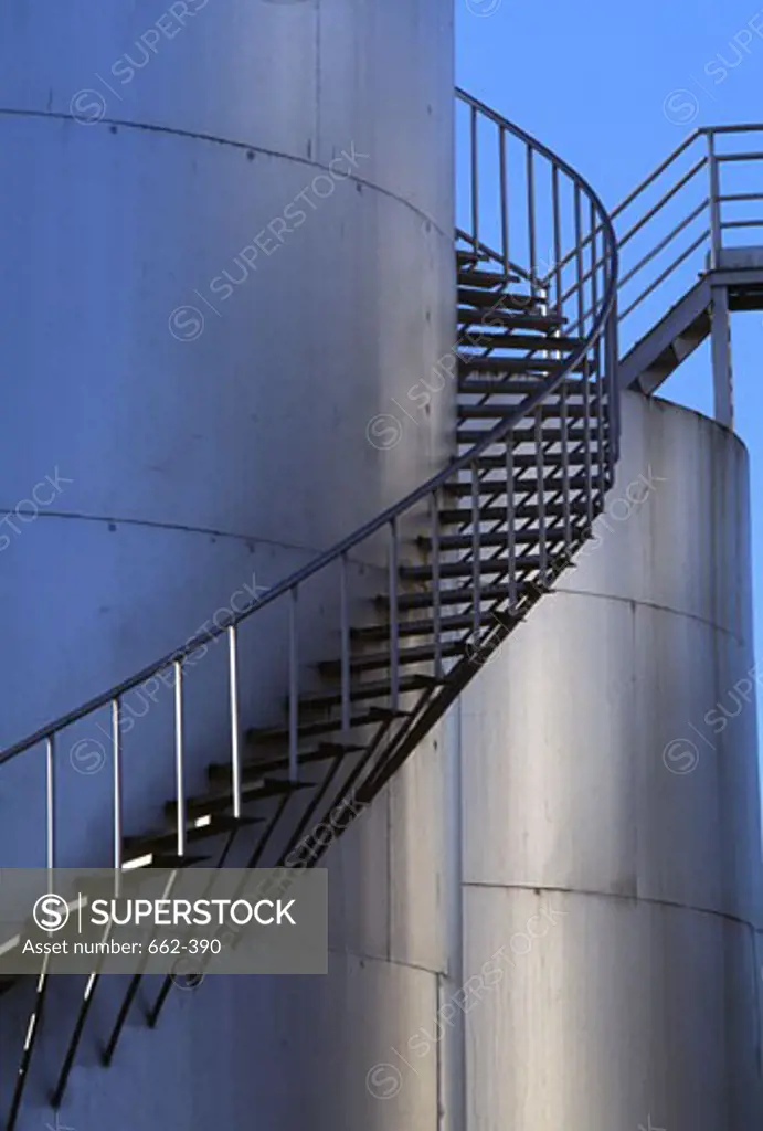 Staircase outside a fuel storage tank