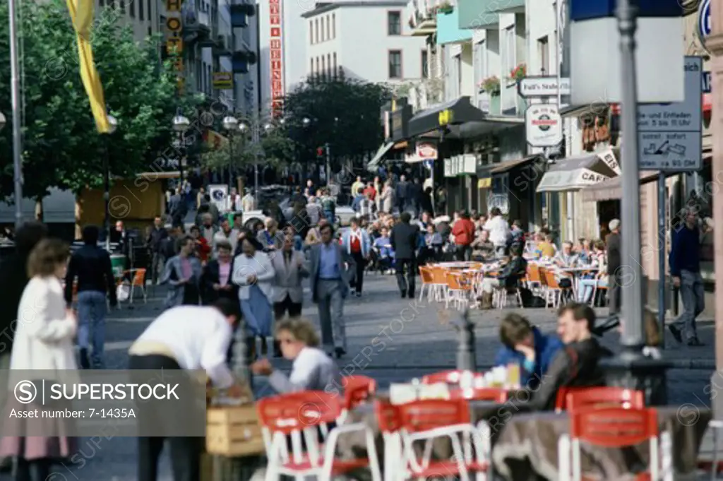 Group of people at a street market, Frankfurt, Germany