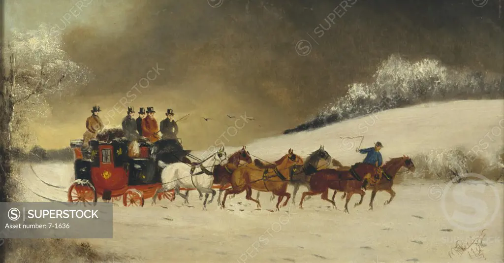 Carriage in the Snow, Artist Unknown, Beermann Family Collection