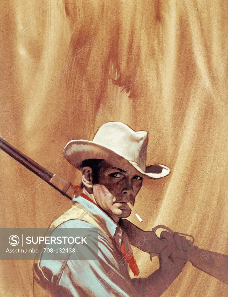 Cowboy holding rifle Stanley Borack, born in 1928