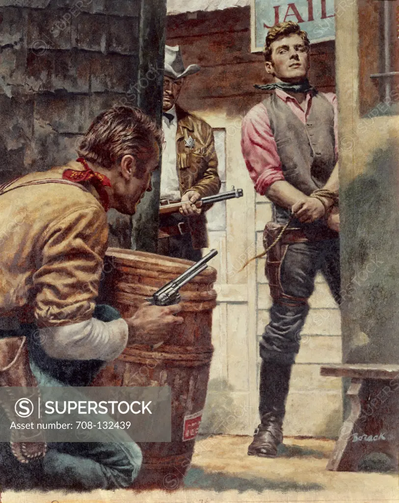 Cowboy Jail Scene Stanley Borack (b.1927 American)