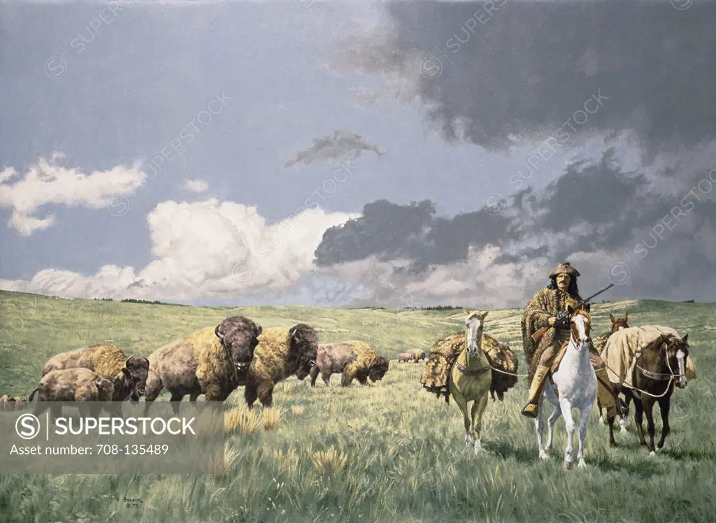 Passing By A Herd Of Buffalo  1978 Borack, Stanley(1927- American)  