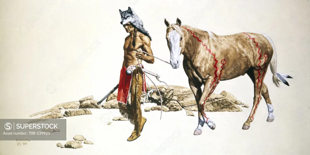 Indian warrior by Stanley Borack, 20th century