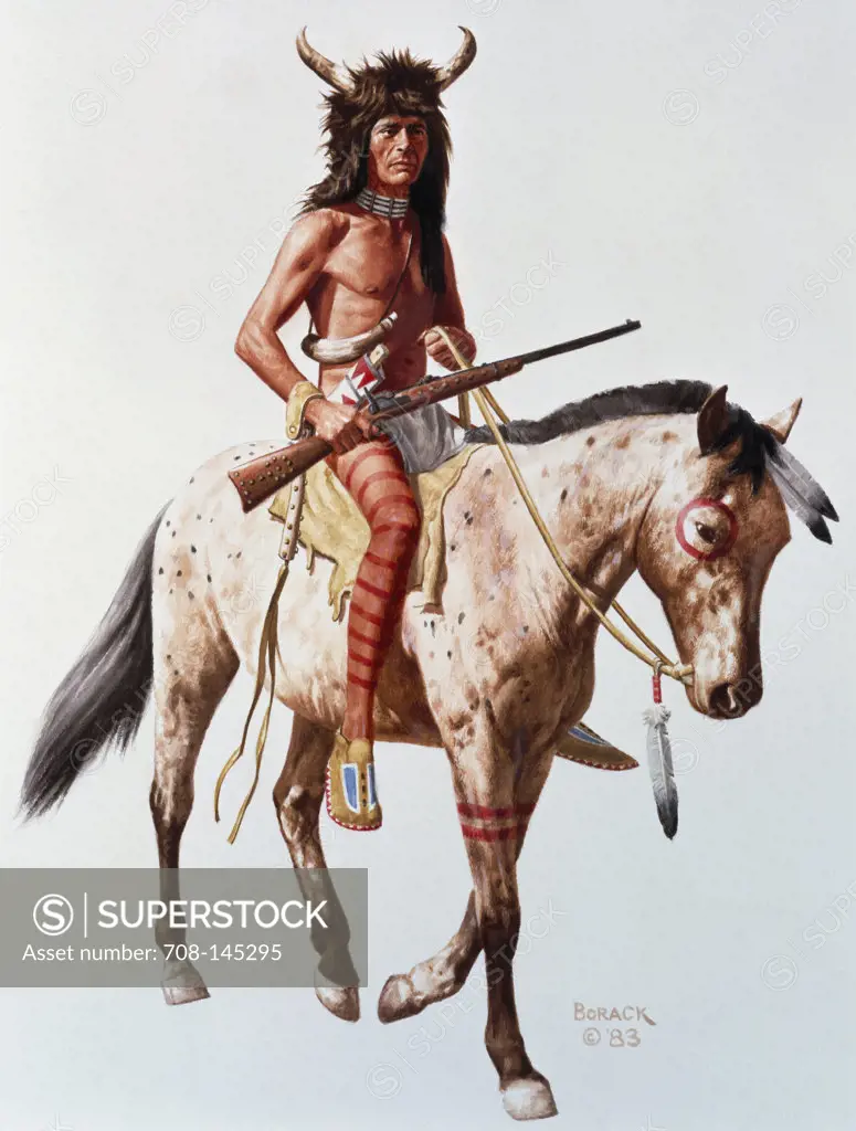 Native American With Rifle On Horseback  1983 Borack, Stanley(1927- American)  