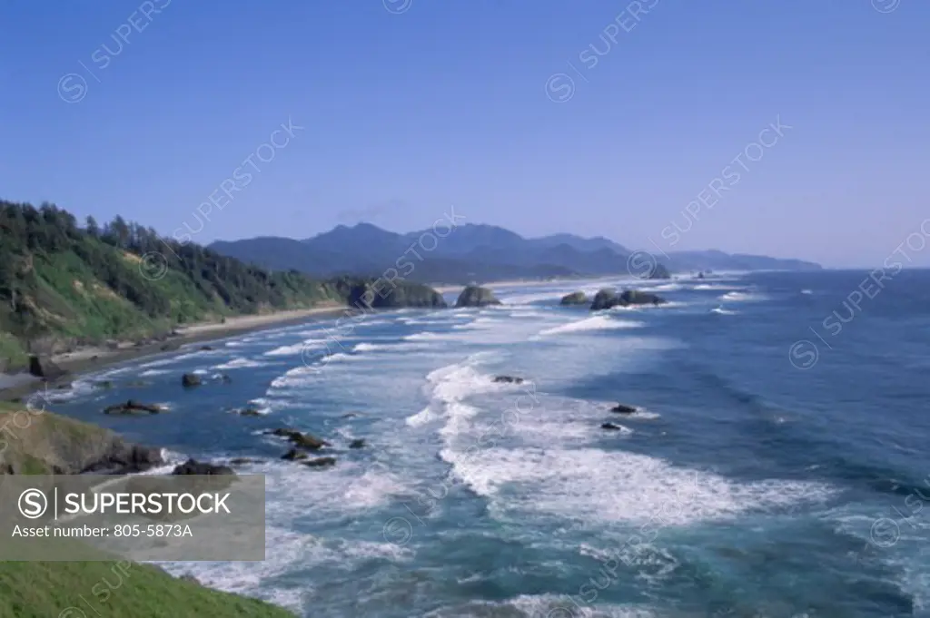 Aerial view of the Ecola State Park, Oregon, USA