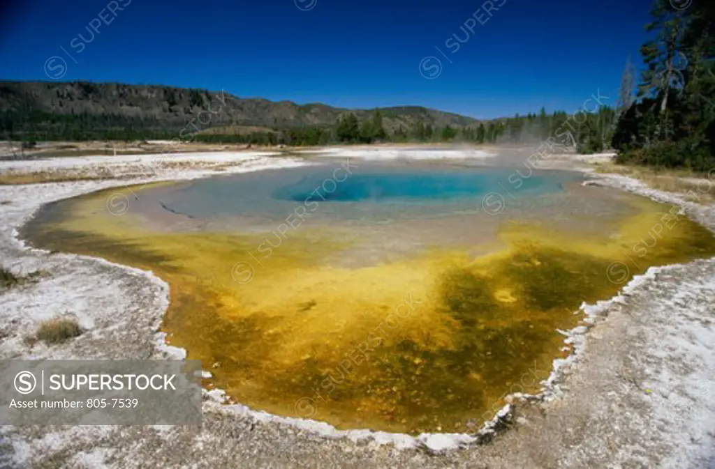 High angle view of a thermal pool, Beauty Pool, Yellowstone National Park, Wyoming, USA