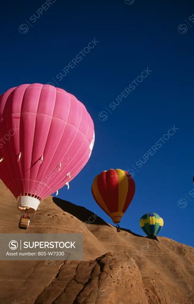 Low angle view of hot air balloons, Red Rock Balloon Festival, Gallup, New Mexico, USA